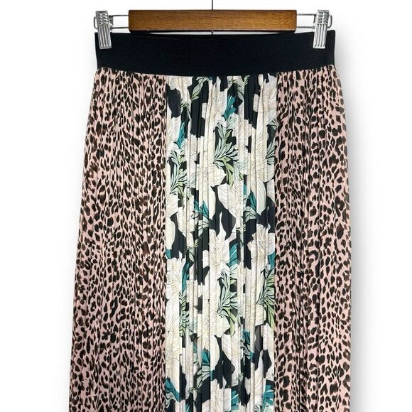 Anthropologie Skirt Small SEN Pleated Animal Print Floral Asymmetrical Pull On - Picture 3 of 8